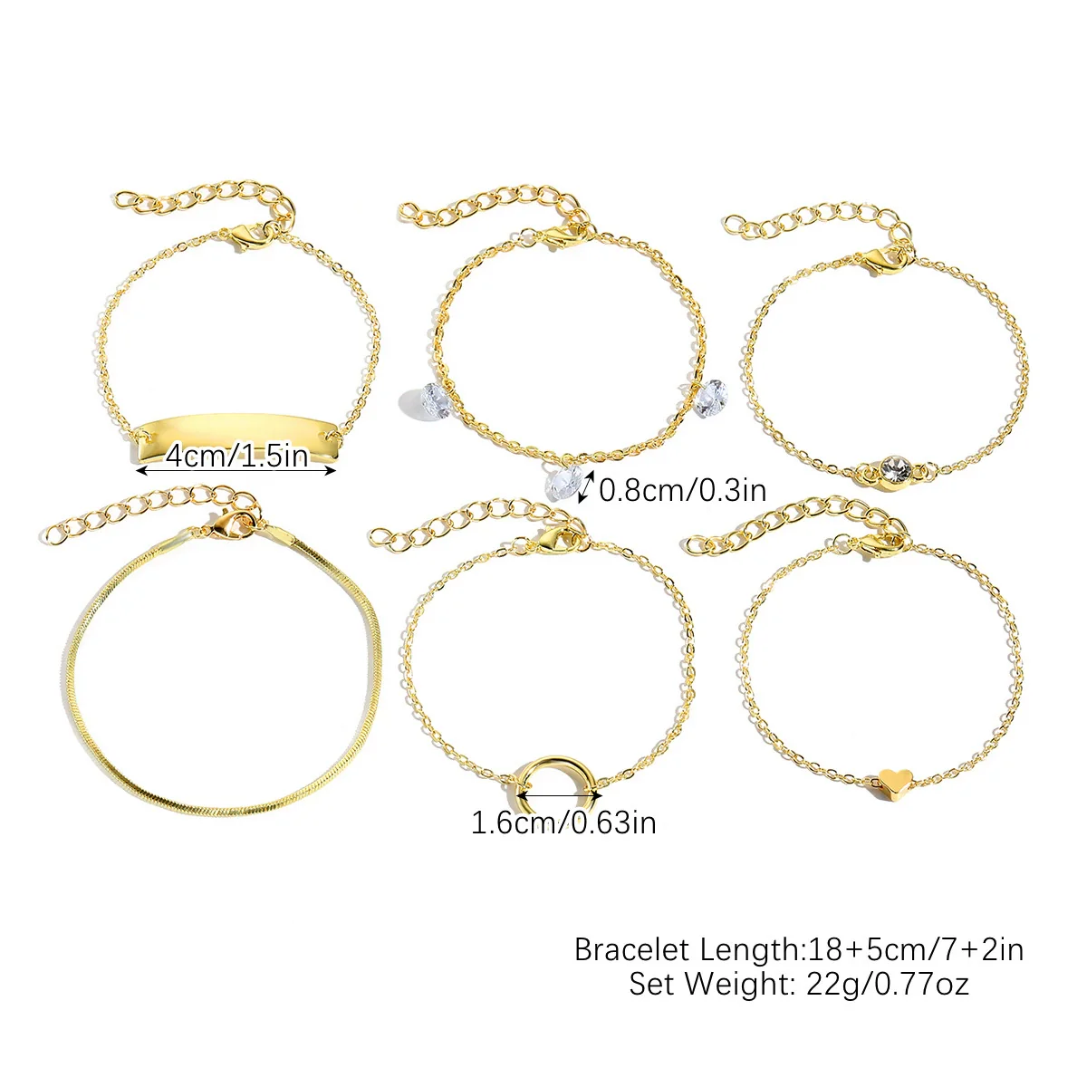 Wholesale Women's Zinc Alloy Multilayer Bracelet Retro Simple Style With Heart And Geometric Patterns Electroplated - Image 8