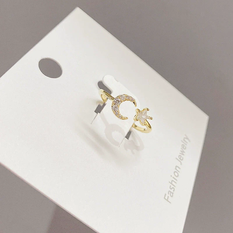 Wholesale Women's Zinc Alloy Star Open Finger Ring With Micropaved Zircon And Electroplating - Image 3
