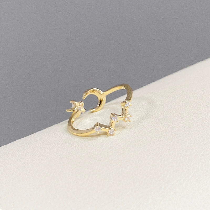 Wholesale Women's Zinc Alloy Star Open Finger Ring With Micropaved Zircon And Electroplating - Image 4