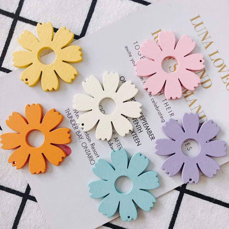 Wholesale Wood Candy Color Flower Earrings Jewelry Accessories - Image 12