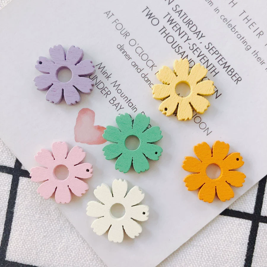 Wholesale Wood Candy Color Flower Earrings Jewelry Accessories - Image 19