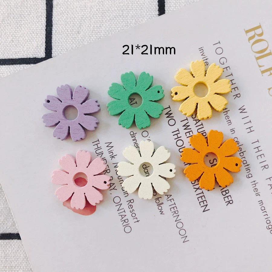 Wholesale Wood Candy Color Flower Earrings Jewelry Accessories - Image 3