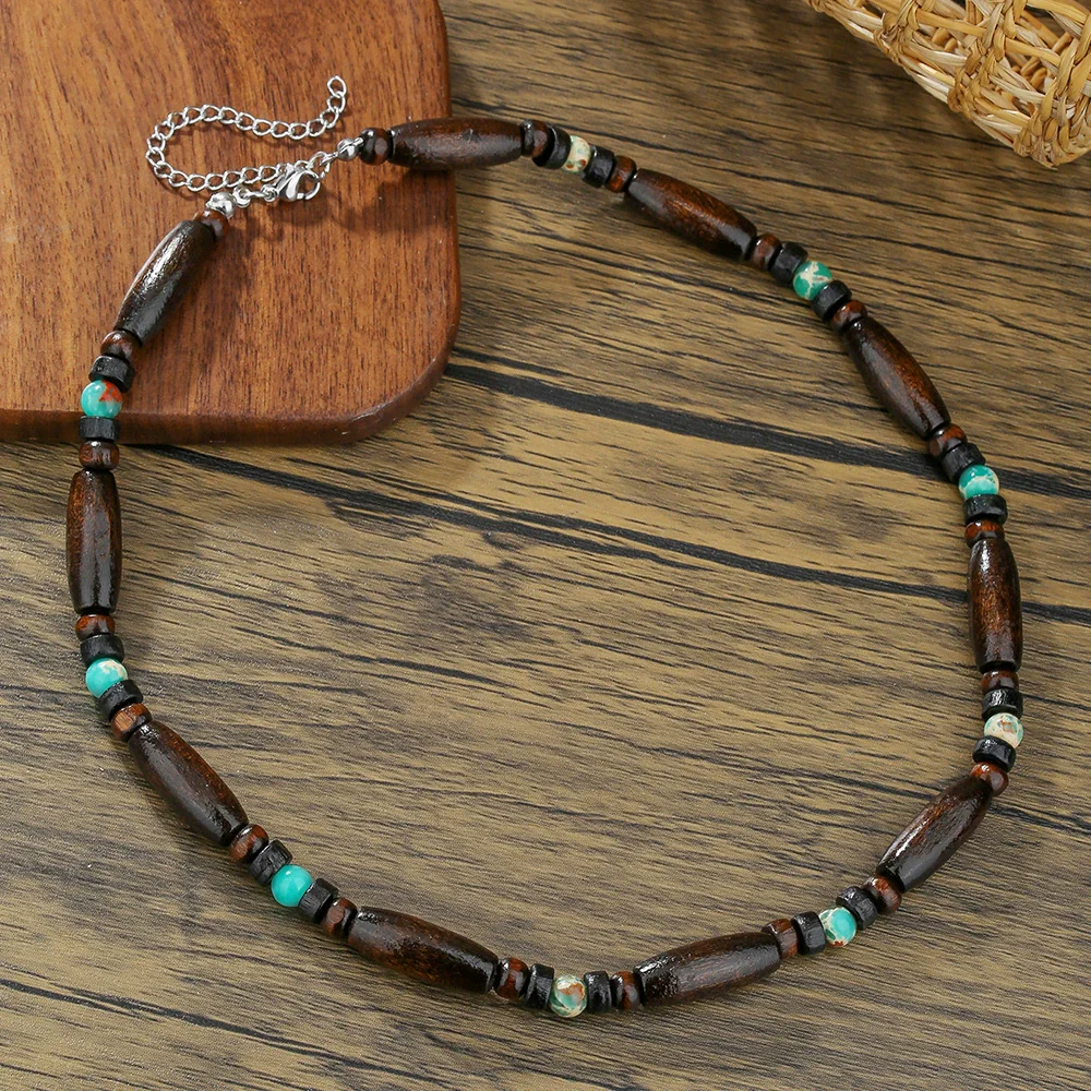 Wholesale Wooden Bead Necklace Geometric Bohemian Retro Handmade Men's - Image 3