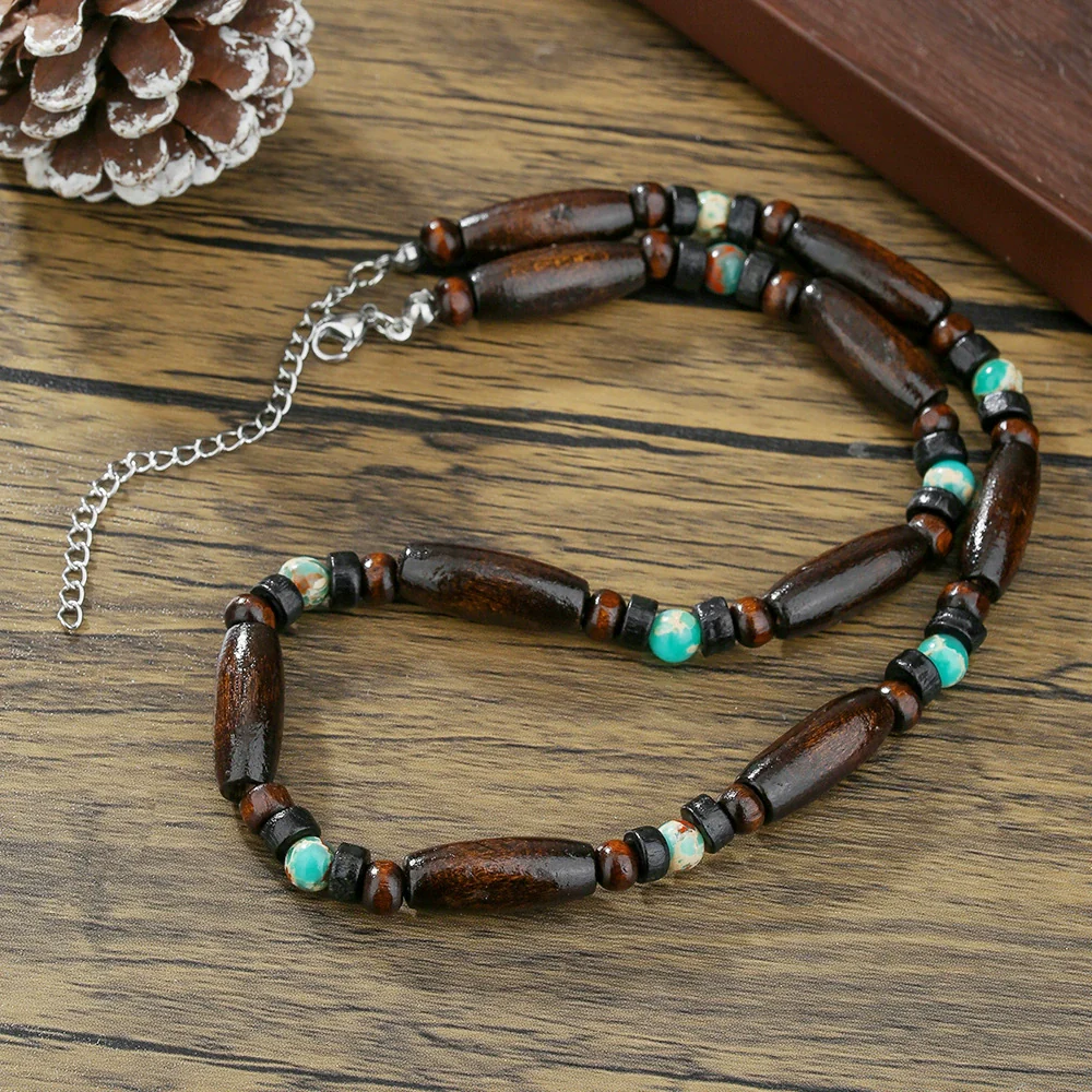 Wholesale Wooden Bead Necklace Geometric Bohemian Retro Handmade Men's - Image 4