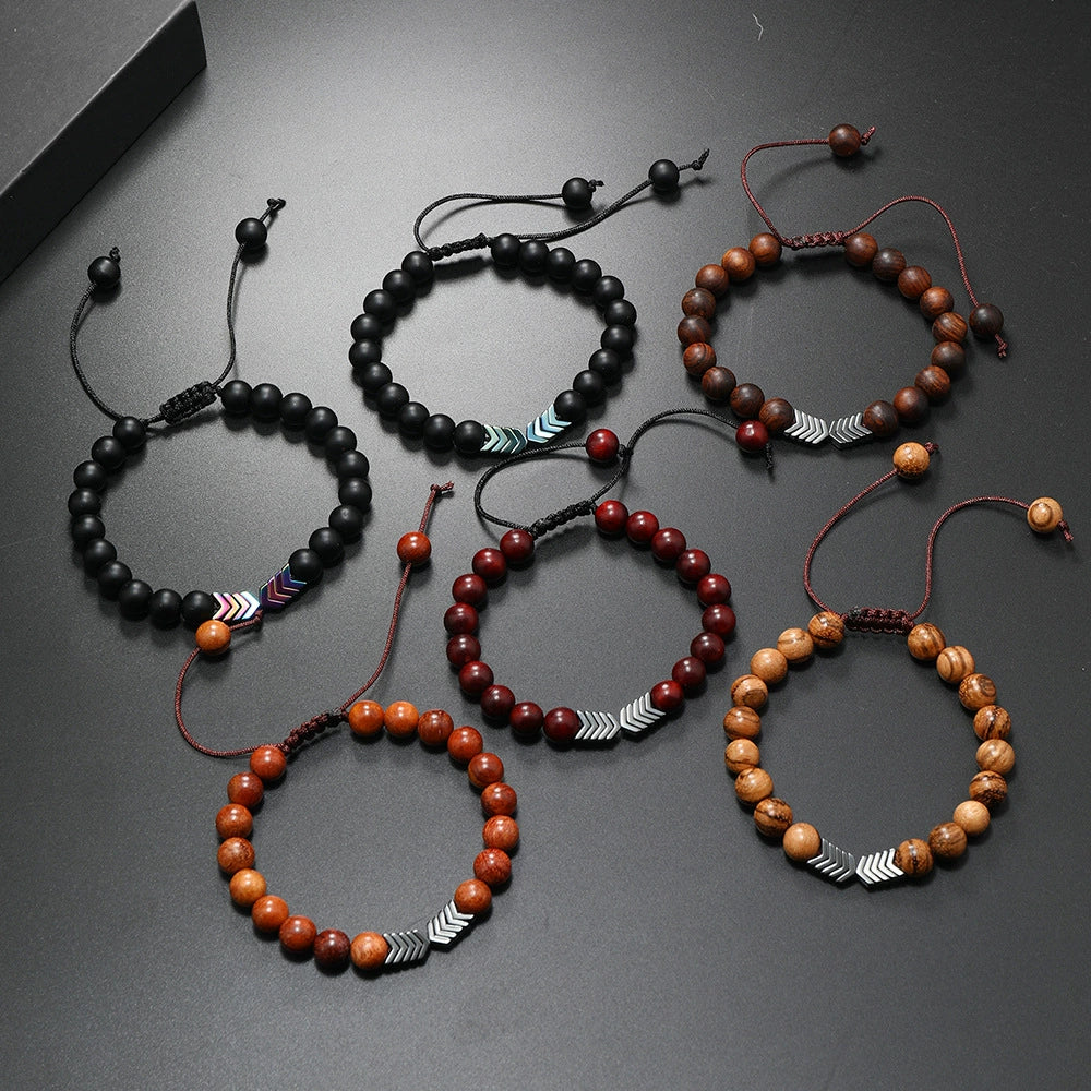 Wholesale Wooden Beaded Bracelet Geometric Style Pure Handmade Unisex