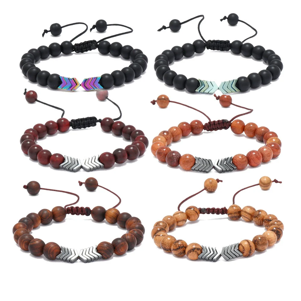 Wholesale Wooden Beaded Bracelet Geometric Style Pure Handmade Unisex - Image 5