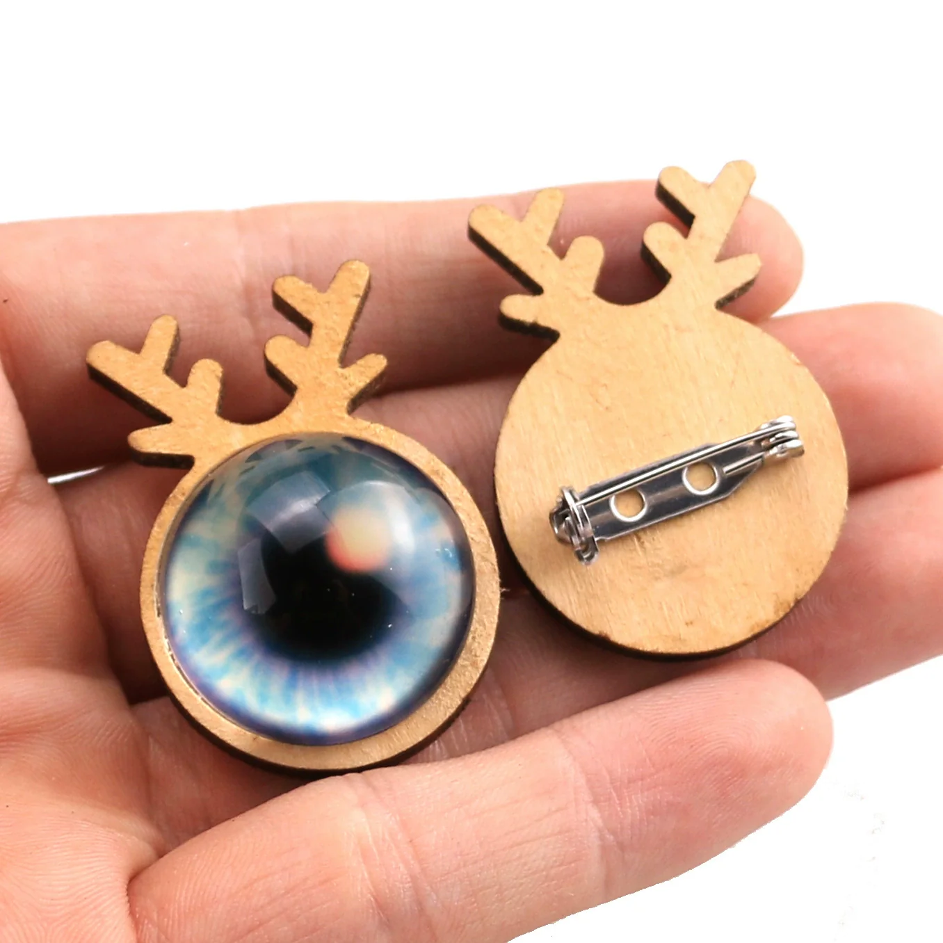 Wholesale Wooden Christmas Elk Round Brooch Base And Rings With Stainless Steel Time Gem Tray Electroplated Diy Accessories - Image 4