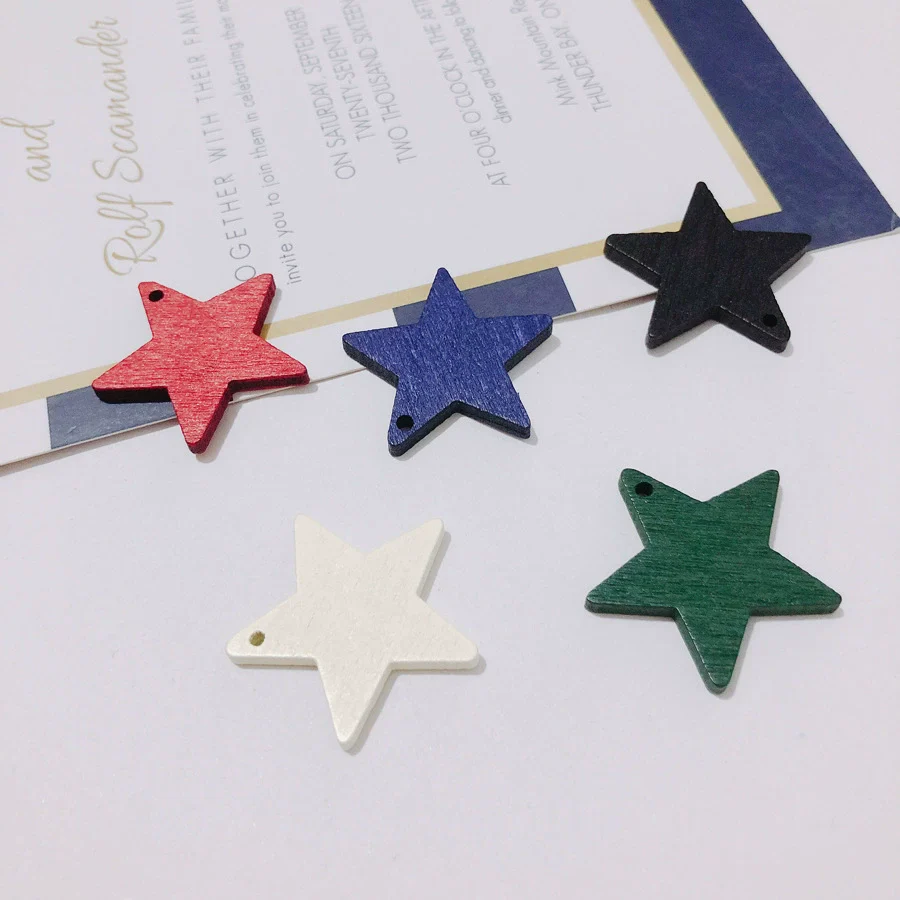 Wholesale Wooden Fivepointed Star Earrings Jewelry Accessories Handmade - Image 3