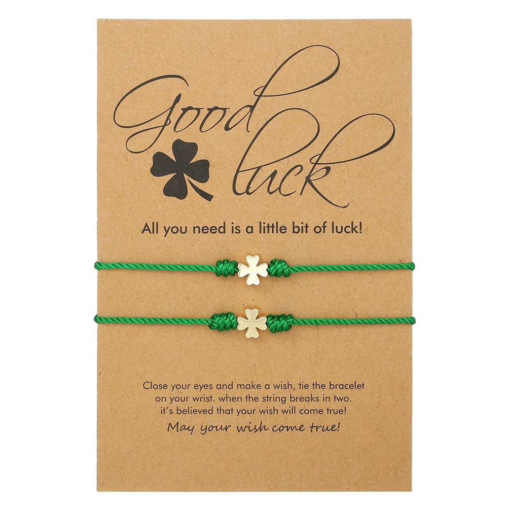 Wholesale Woven Bracelet With Fourleaf Clover Pendant Alloy Stainless Steel Titanium Steel Unisex Style - Image 4