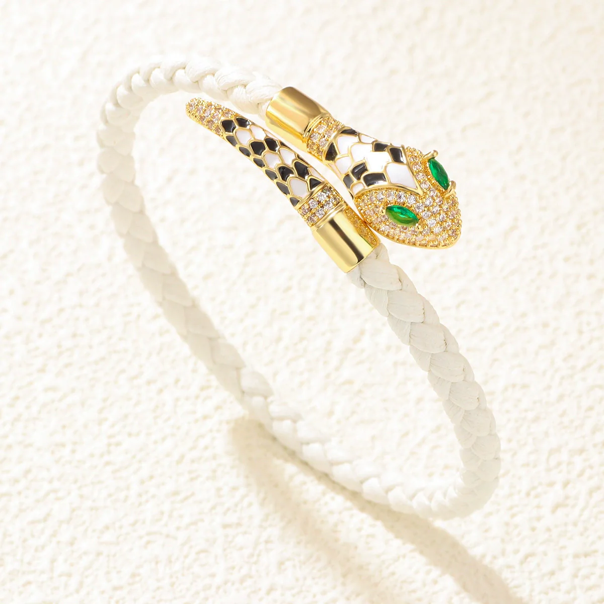 Wholesale Woven Open Bracelet Zinc Alloy Snakeshaped Vintage Rhinestone Snake Head Microinlay Animals Zodiac Style - Image 10