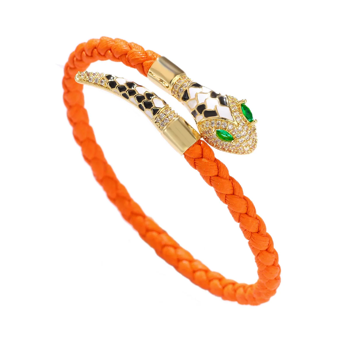 Wholesale Woven Open Bracelet Zinc Alloy Snakeshaped Vintage Rhinestone Snake Head Microinlay Animals Zodiac Style - Image 5
