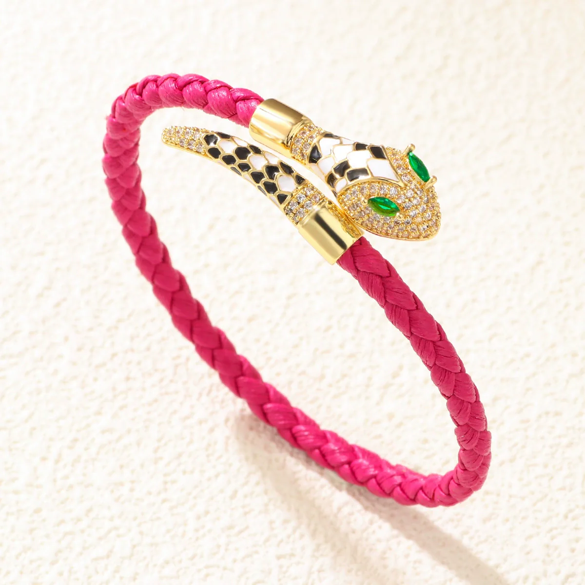 Wholesale Woven Open Bracelet Zinc Alloy Snakeshaped Vintage Rhinestone Snake Head Microinlay Animals Zodiac Style - Image 7