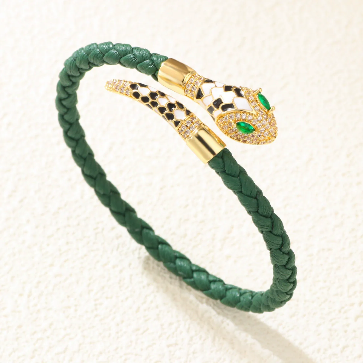 Wholesale Woven Open Bracelet Zinc Alloy Snakeshaped Vintage Rhinestone Snake Head Microinlay Animals Zodiac Style - Image 8