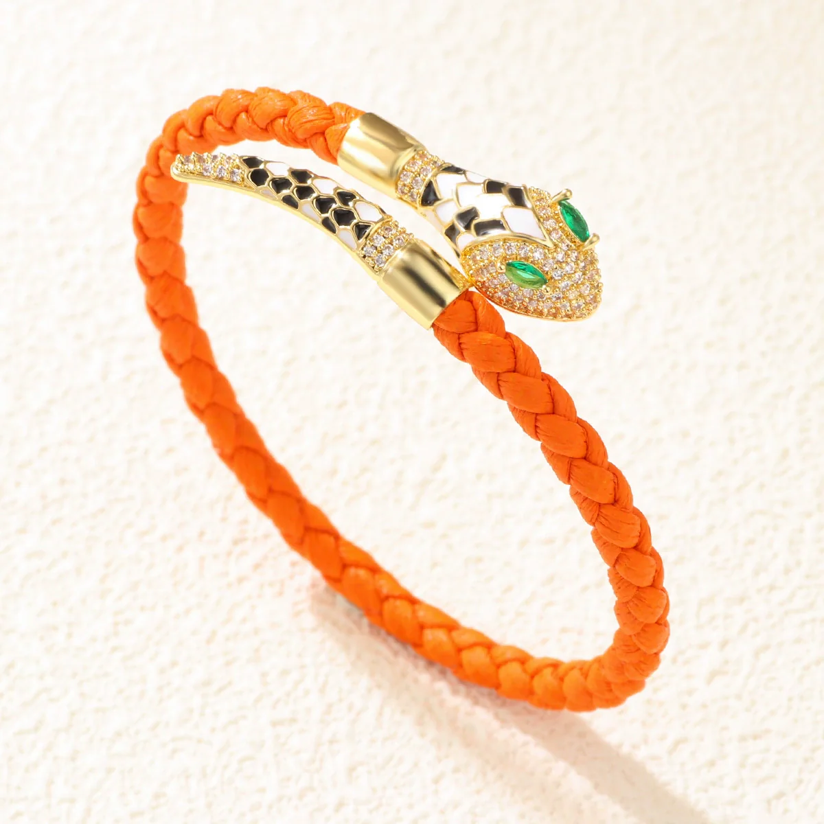Wholesale Woven Open Bracelet Zinc Alloy Snakeshaped Vintage Rhinestone Snake Head Microinlay Animals Zodiac Style - Image 9