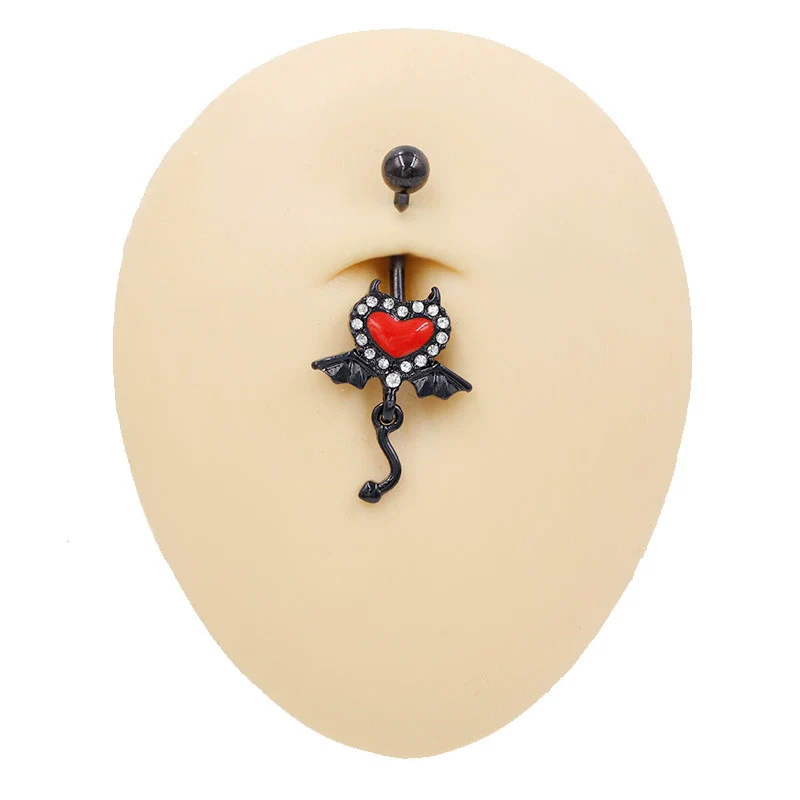 Wholesale Zinc Alloy Heart Shape Bat Navel Ring Gold Plated - Image 4
