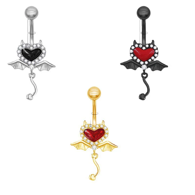 Wholesale Zinc Alloy Heart Shape Bat Navel Ring Gold Plated - Image 5