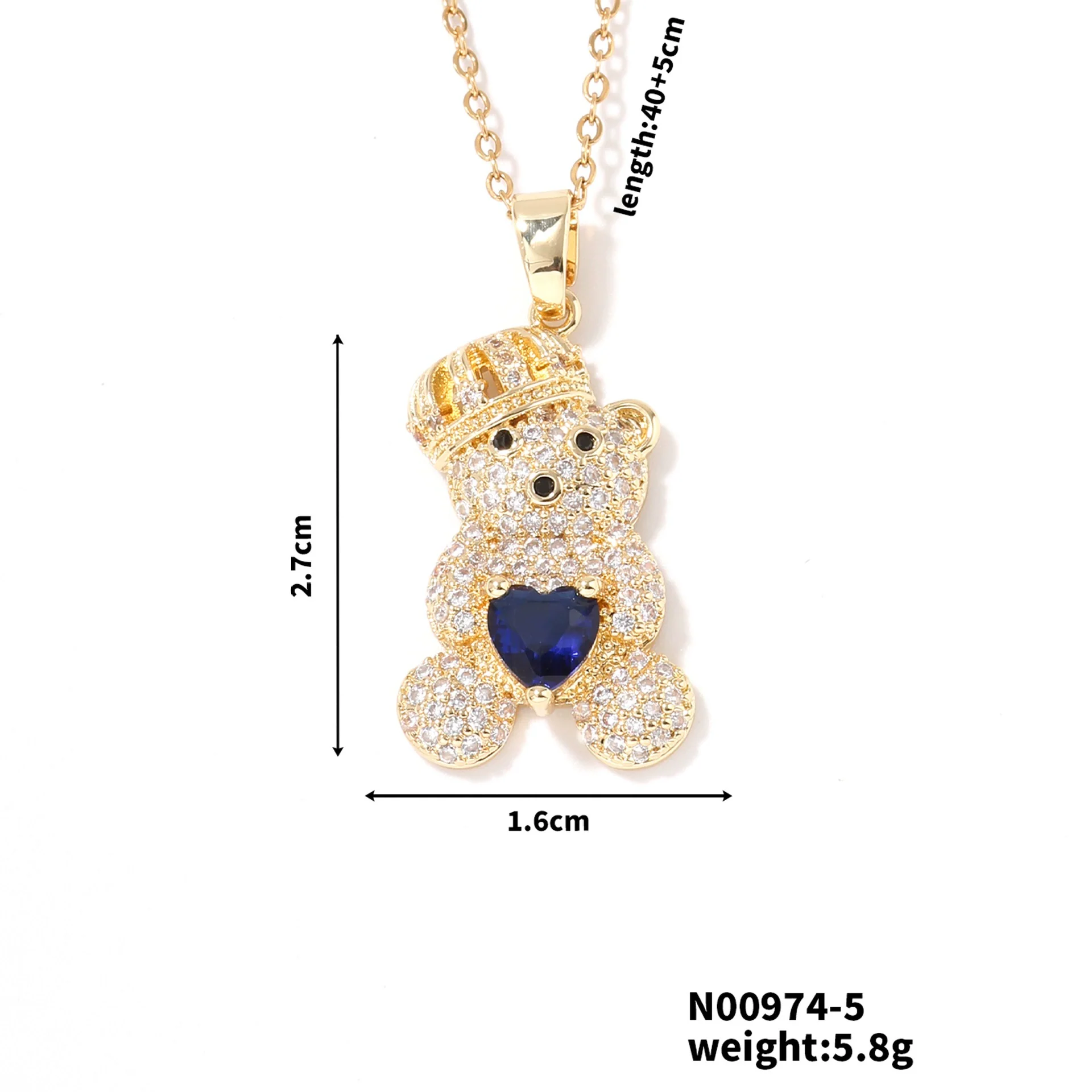 Wholesale Zircon Diamond Love Bear Pendant Jewelry Fashion Style Twisted Chain - Image 10