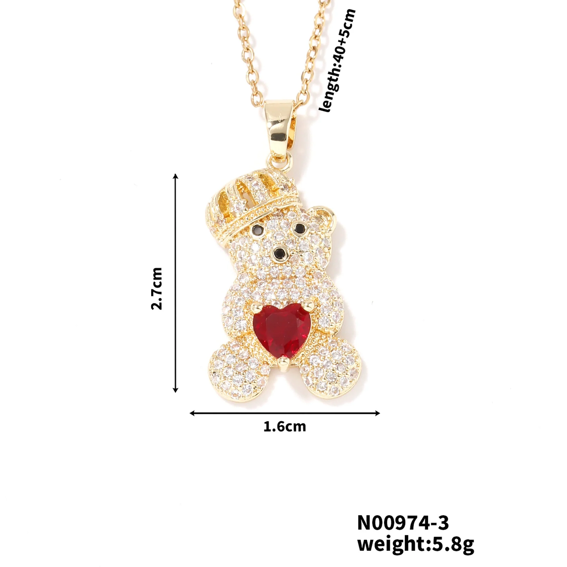 Wholesale Zircon Diamond Love Bear Pendant Jewelry Fashion Style Twisted Chain - Image 8