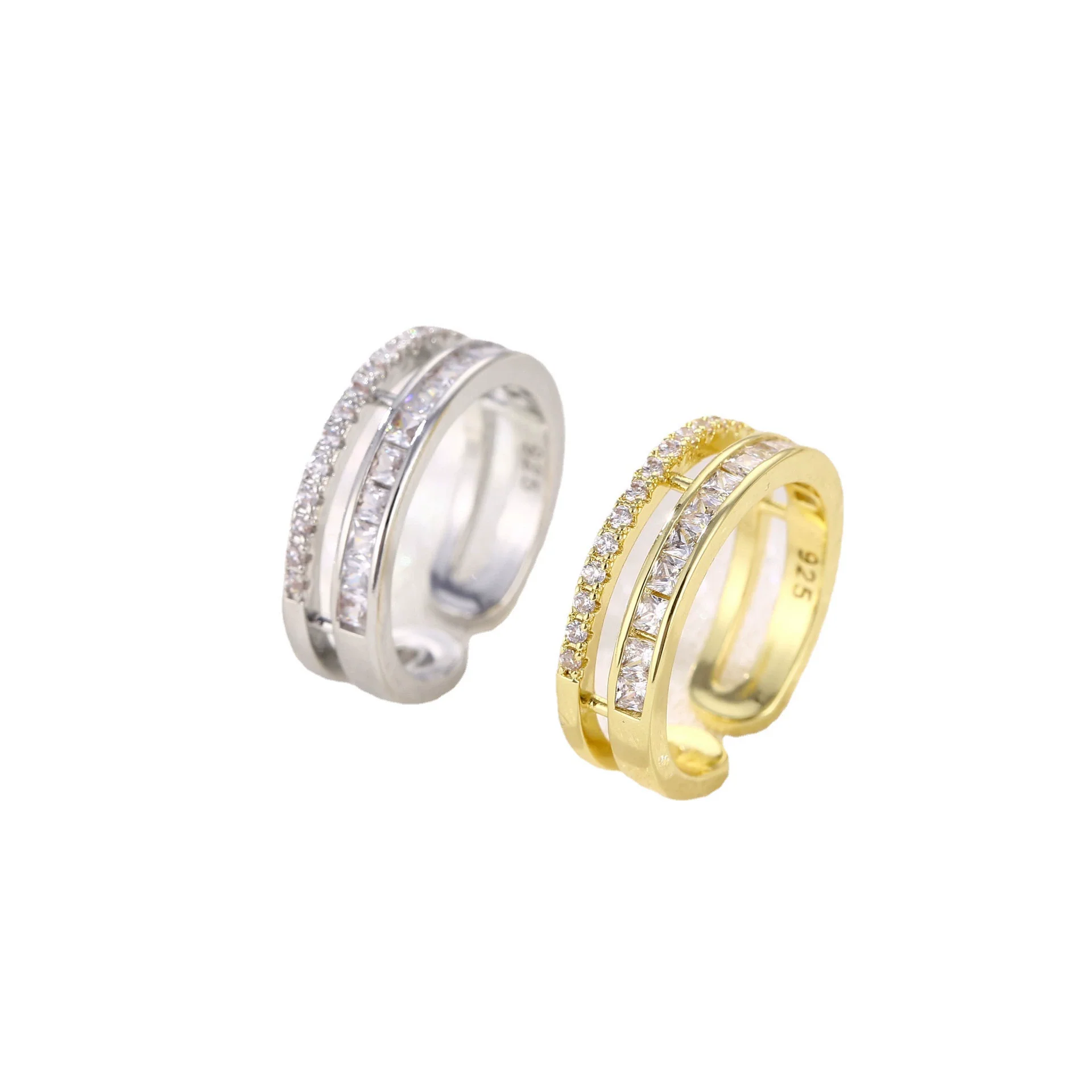 Wholesale Zircon Fashion Cold Style Ring With Geometric Pattern Microinlaid With Full Diamond Opening Adjustable - Image 5