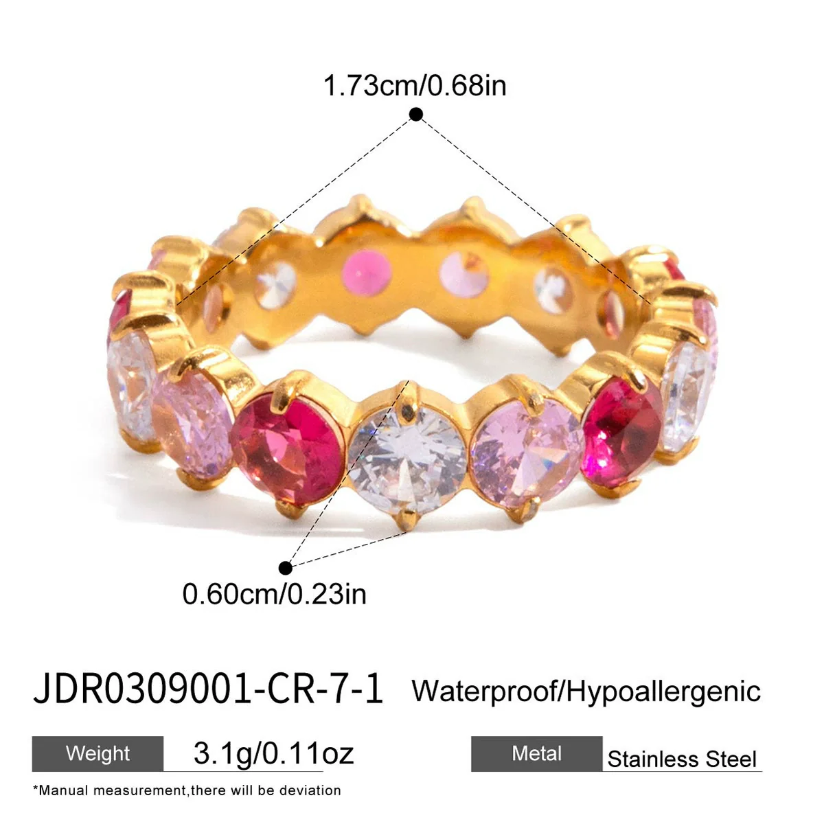 Wholesale Zircon Geometric Stainless Steel Electroplated Ring Women's Jewelry - Image 11