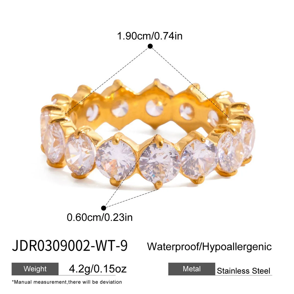 Wholesale Zircon Geometric Stainless Steel Electroplated Ring Women's Jewelry - Image 12
