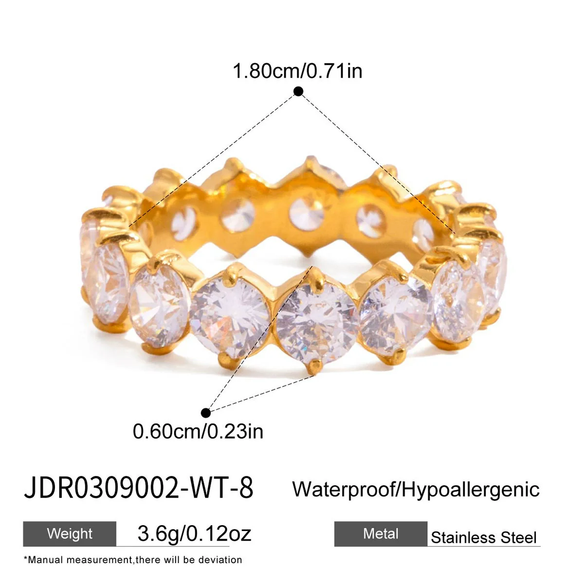 Wholesale Zircon Geometric Stainless Steel Electroplated Ring Women's Jewelry - Image 13