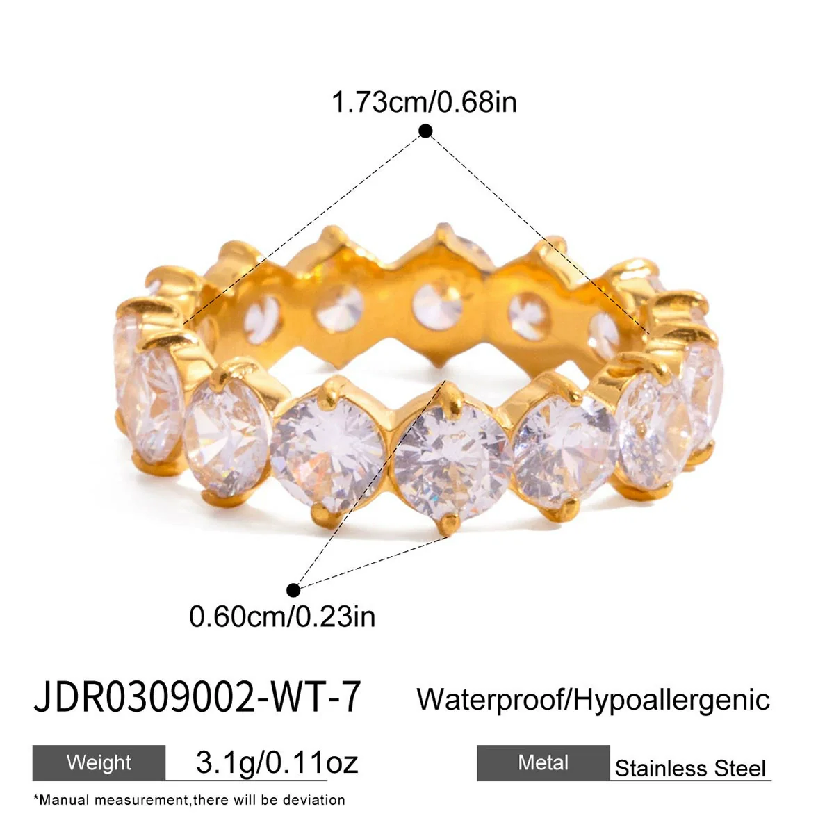 Wholesale Zircon Geometric Stainless Steel Electroplated Ring Women's Jewelry - Image 14