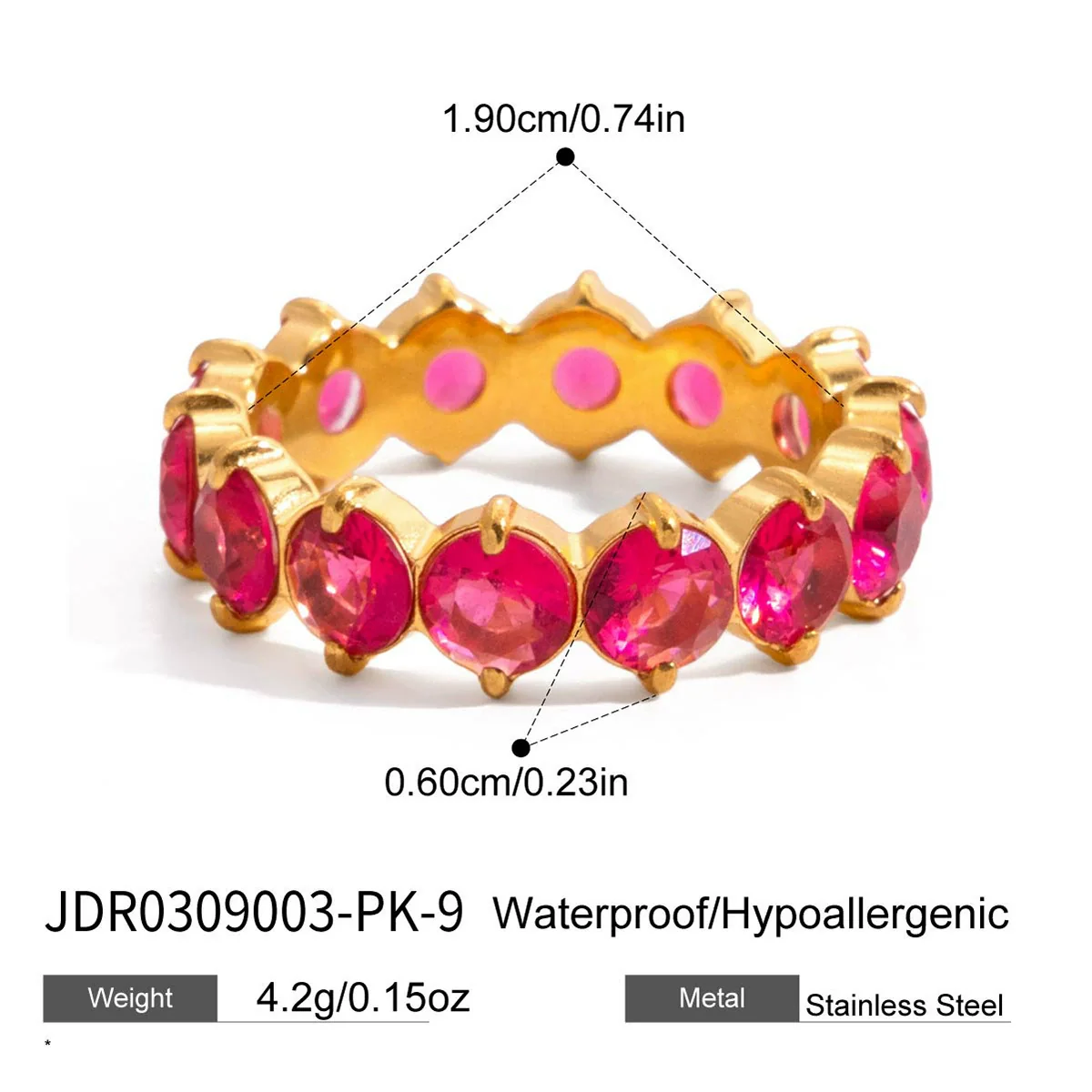 Wholesale Zircon Geometric Stainless Steel Electroplated Ring Women's Jewelry - Image 15