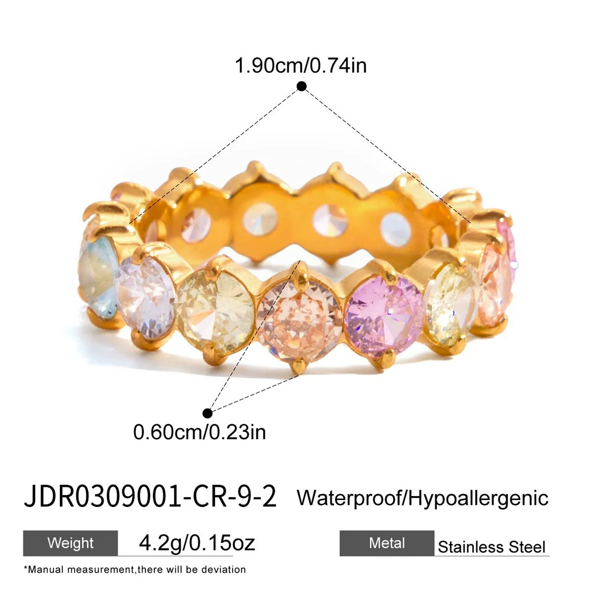 Wholesale Zircon Geometric Stainless Steel Electroplated Ring Women's Jewelry - Image 6