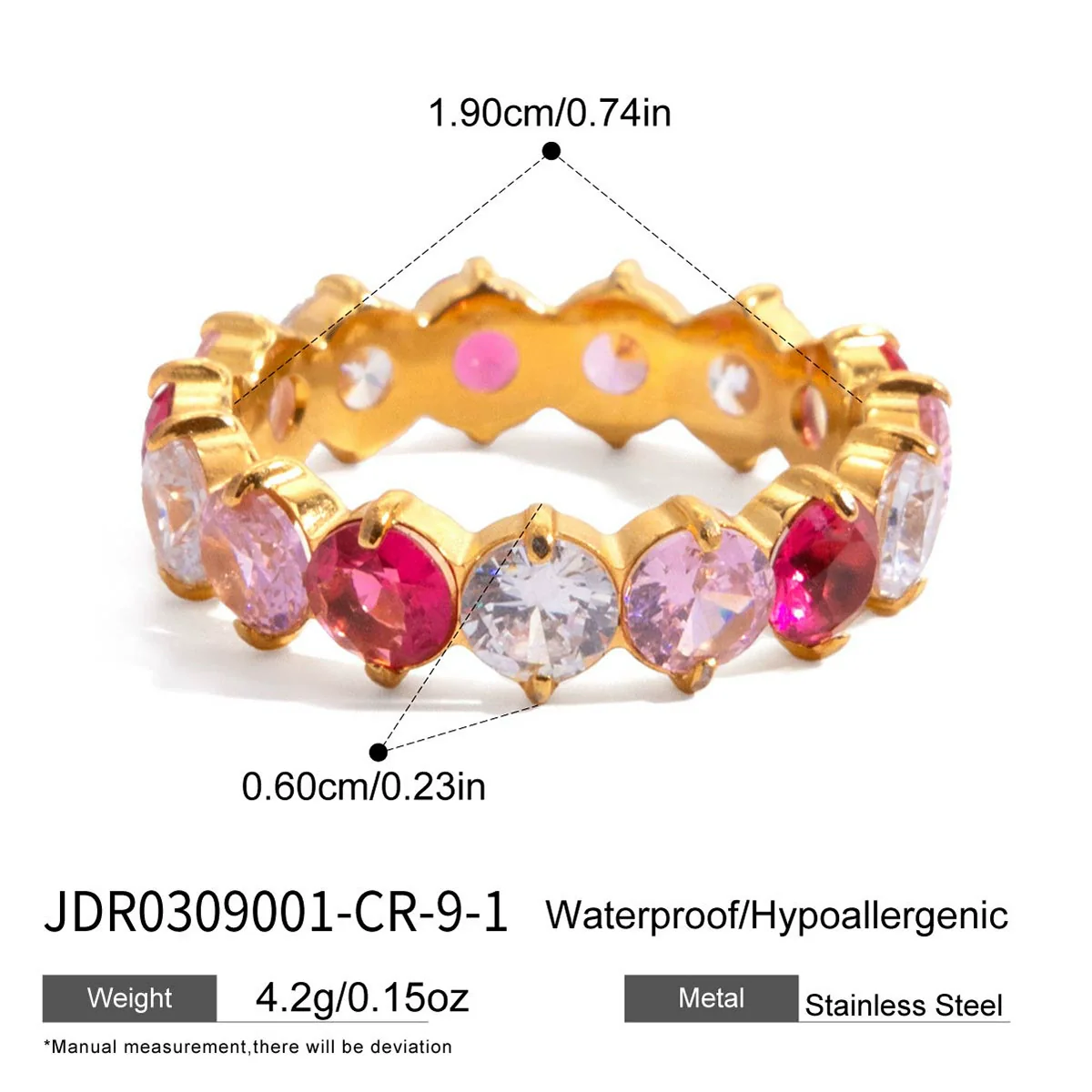 Wholesale Zircon Geometric Stainless Steel Electroplated Ring Women's Jewelry - Image 9