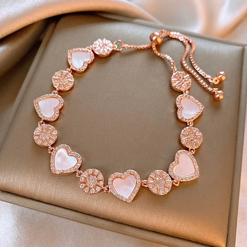 Wholesale Zircon Heart Fashion Electroplated Women's Bracelet - Image 8