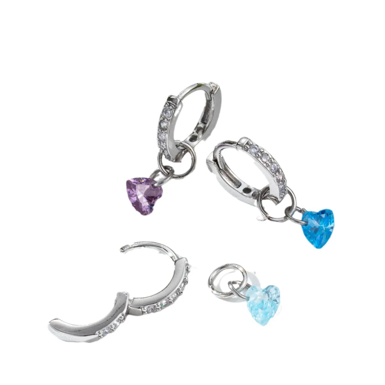Wholesale Zircon Heartshaped Inlaid Pendant Earrings For Women Sweet Style - Image 5