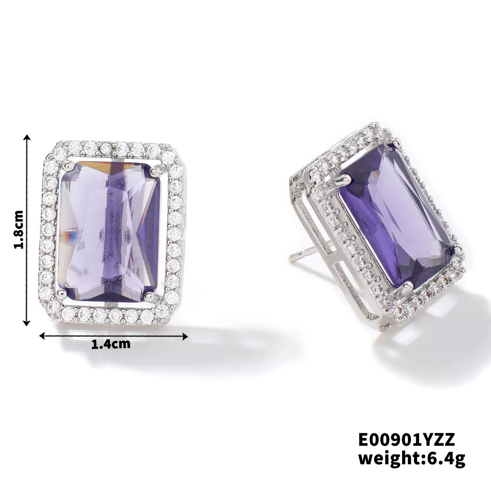 Wholesale Zircon Square Earrings Fashion Diamond Design For Women - Image 11