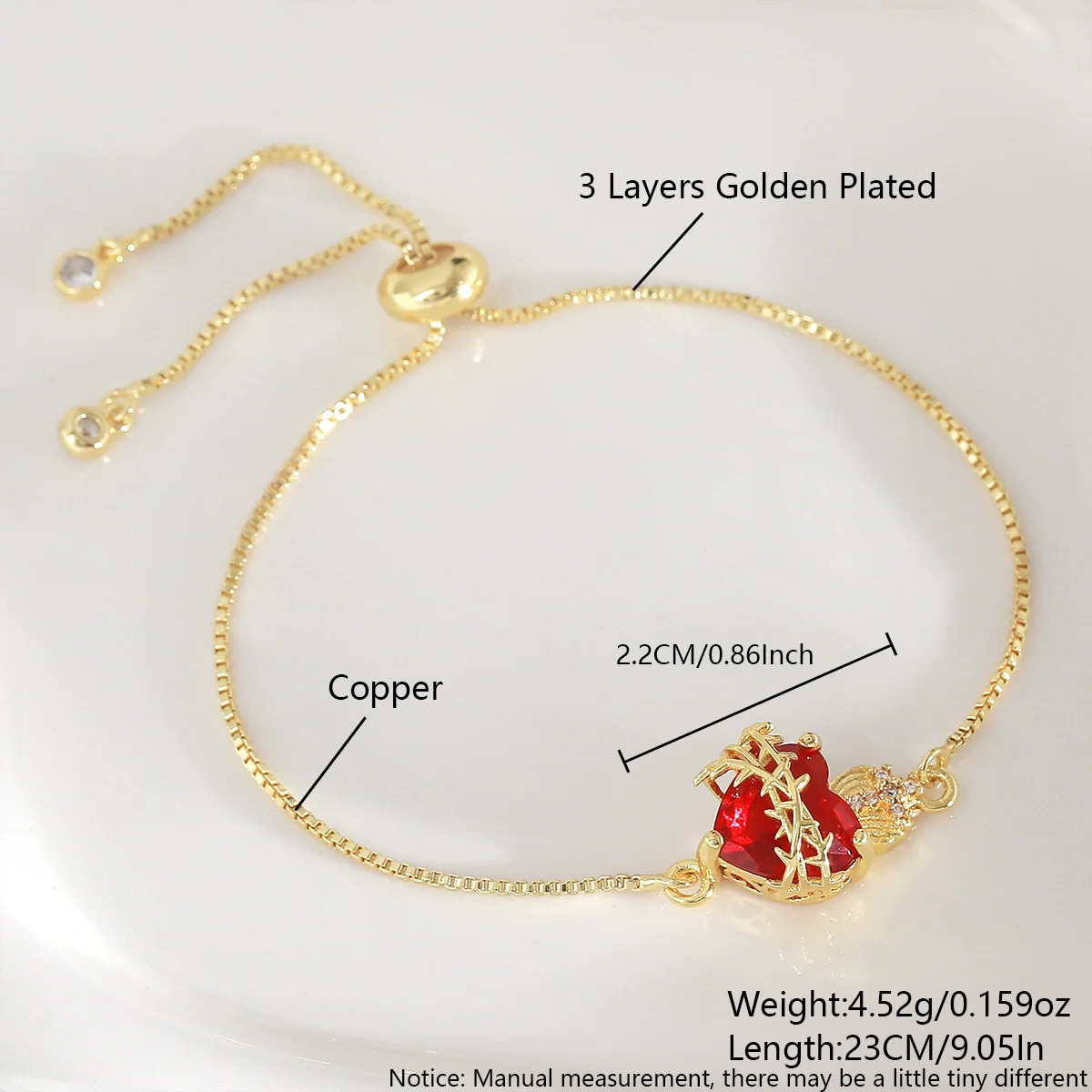 Wholesale Zircon Zirconia Retro Classic Goldplated Heartshaped Cross Bracelet For Women And Men - Image 6