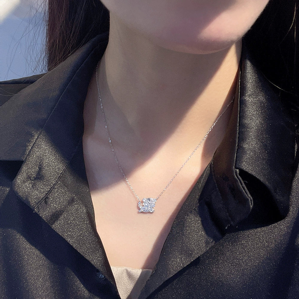 Wholesale Zodiac Necklace Women's Sterling Silver Rose Gold Plated Tiger Pendant Clavicle Chain - Image 2