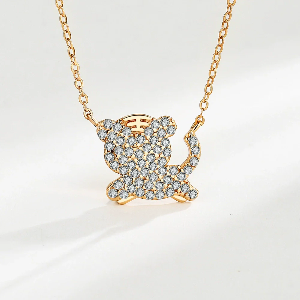 Wholesale Zodiac Necklace Women's Sterling Silver Rose Gold Plated Tiger Pendant Clavicle Chain - Image 7