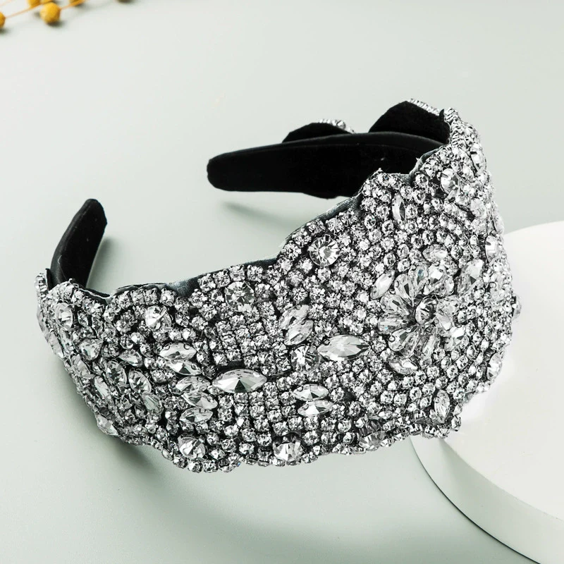 Widebrimmed Hair Hoop Rhinestone Light Luxury Headband For Women - Image 2