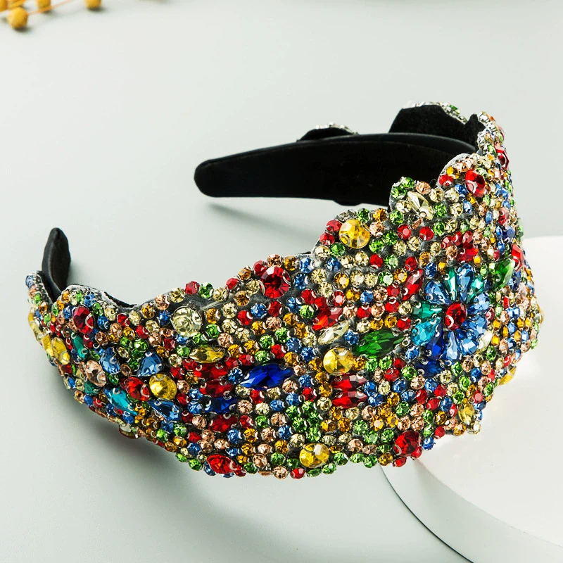 Widebrimmed Hair Hoop Rhinestone Light Luxury Headband For Women - Image 3
