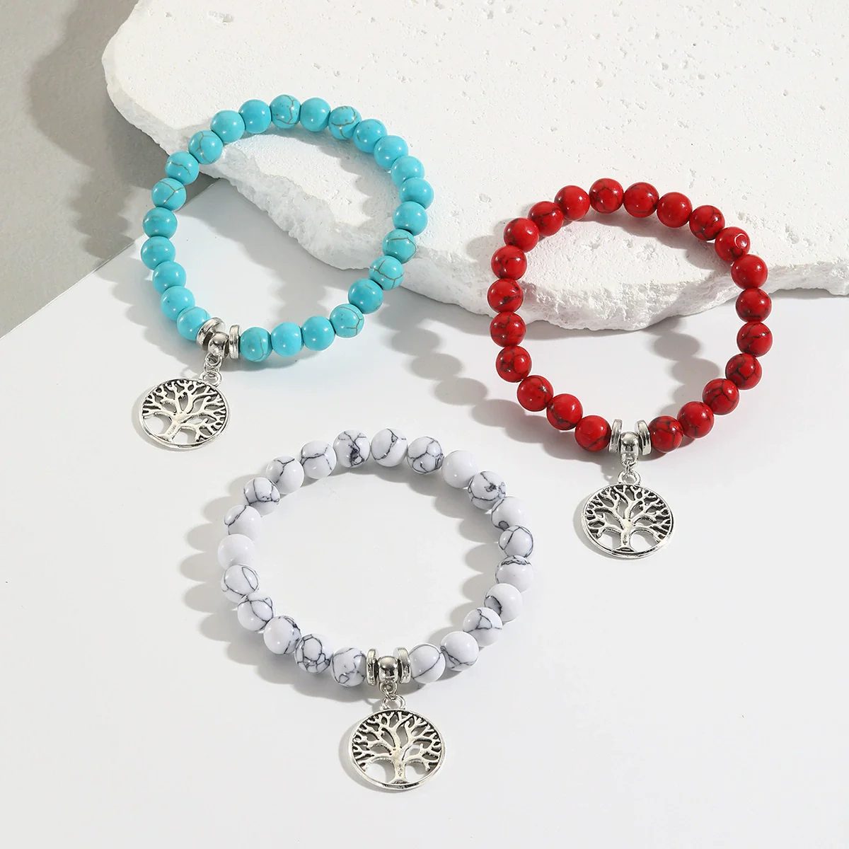Women Beaded Turquoise Bracelet Handmade Geometric Style - Image 3