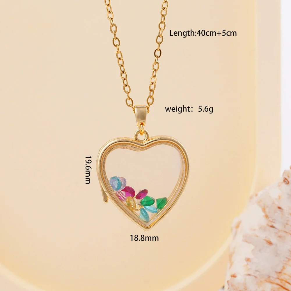 Women Copper Gold Plated Love Bear Pendant Necklace With Heart Shape Geometric Pattern And Mixed Gemstone Inlay - Image 10