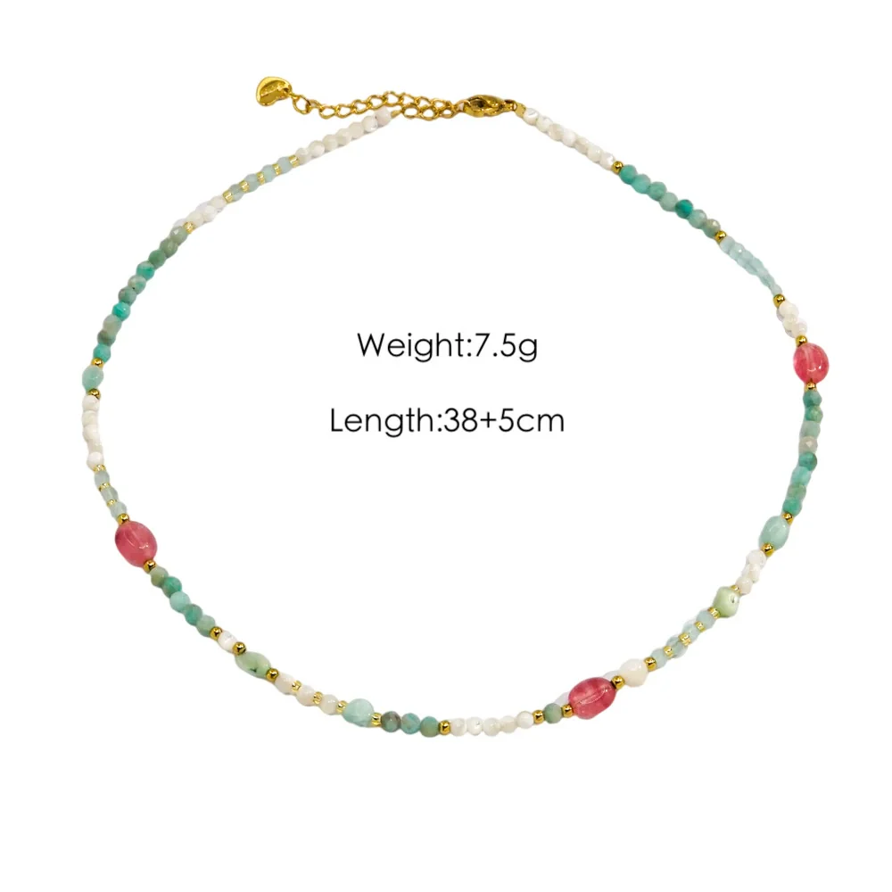 Women Handmade Natural Pearl Natural Stone Huangbei Crystal Stainless Steel Geometric Style Necklace With Electroplating - Image 33