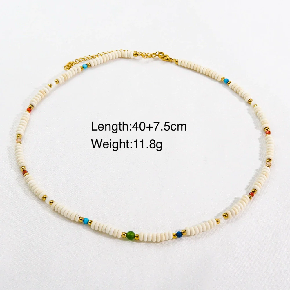 Women Handmade Natural Pearl Natural Stone Huangbei Crystal Stainless Steel Geometric Style Necklace With Electroplating - Image 6