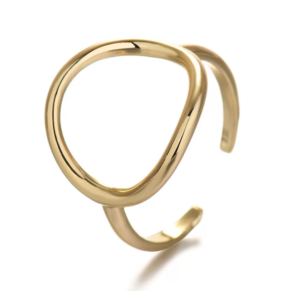 Women Jewelry Brass Goldplated Geometric Circle Inlay Zircon Open Ring - Image 5
