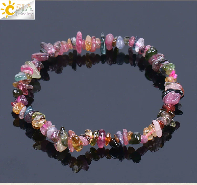 Women Natural Stone Minimalist Handmade Irregular Gravel Crystal Chip Bracelet - Image 6