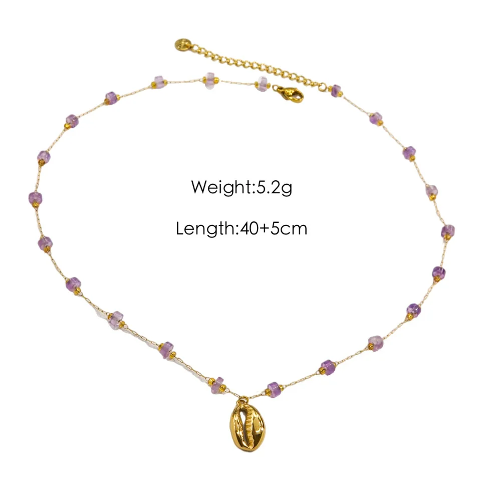 Women Necklace Stainless Steel Titanium Steel Natural Pearl Beaded Handmade Geometric Heart Shape Pendant - Image 11
