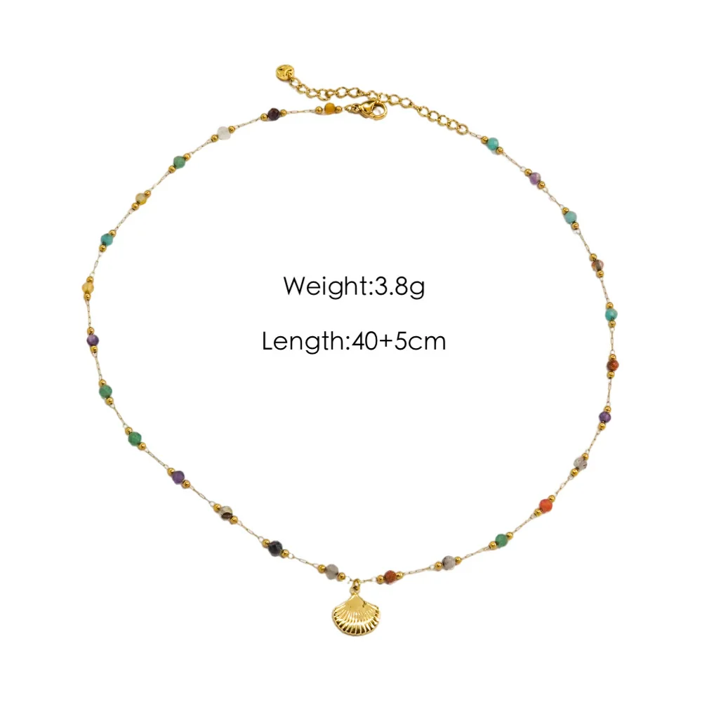 Women Necklace Stainless Steel Titanium Steel Natural Pearl Beaded Handmade Geometric Heart Shape Pendant - Image 12
