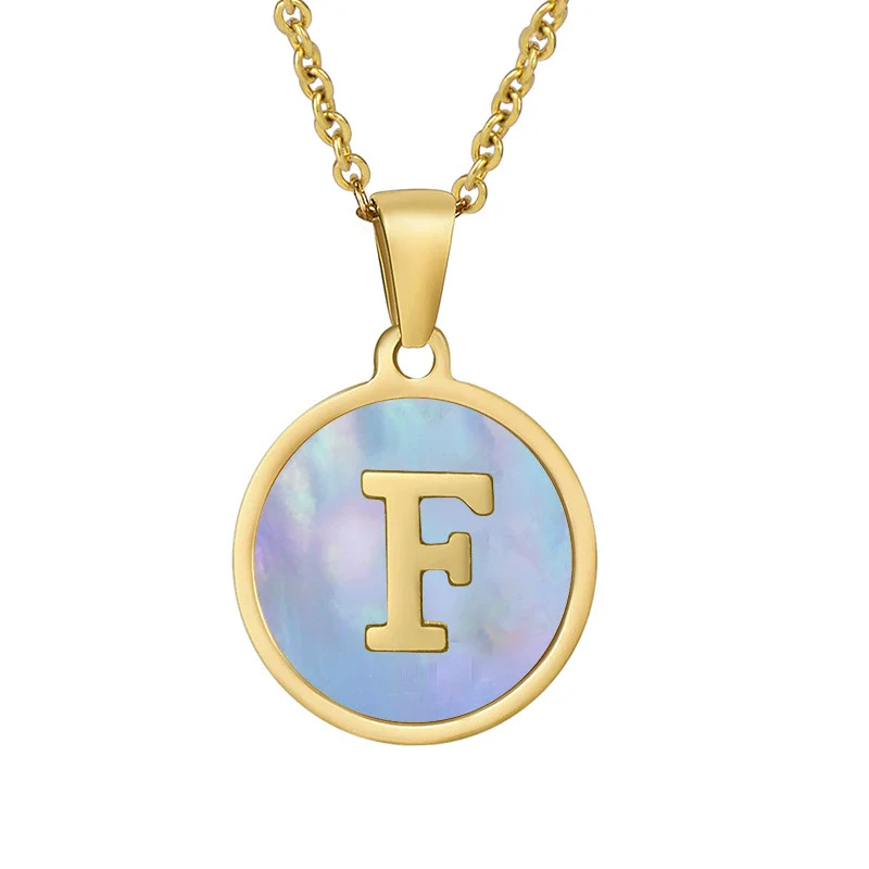 Women 316L Stainless Steel Letter Gem Pendant Necklace With 18K Gold Electroplating - Image 11