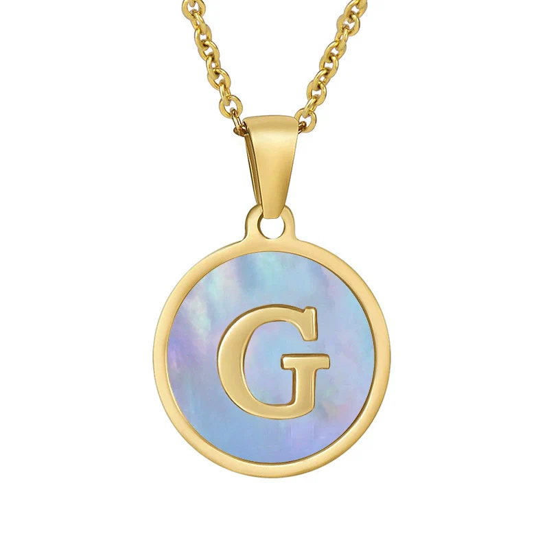 Women 316L Stainless Steel Letter Gem Pendant Necklace With 18K Gold Electroplating - Image 12