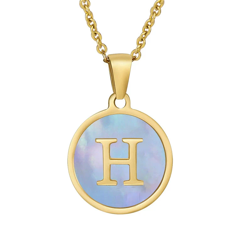 Women 316L Stainless Steel Letter Gem Pendant Necklace With 18K Gold Electroplating - Image 13