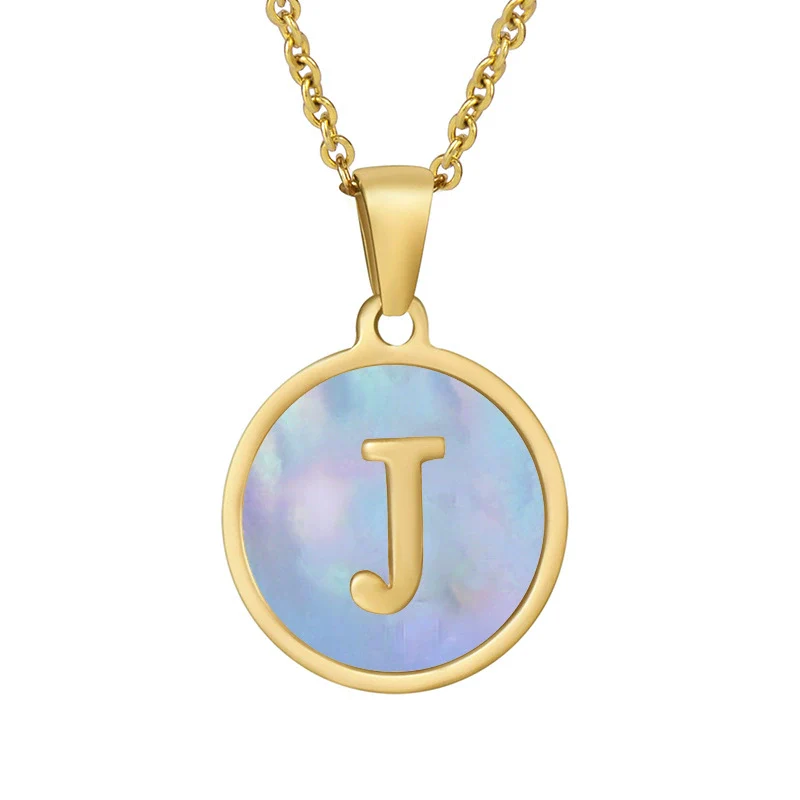 Women 316L Stainless Steel Letter Gem Pendant Necklace With 18K Gold Electroplating - Image 15
